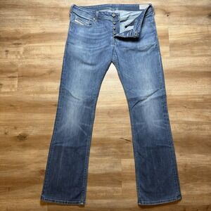 Diesel Zatiny Jeans Men 34x32 Blue Bootcut Stretch Medium Wash Made in USA U831Q